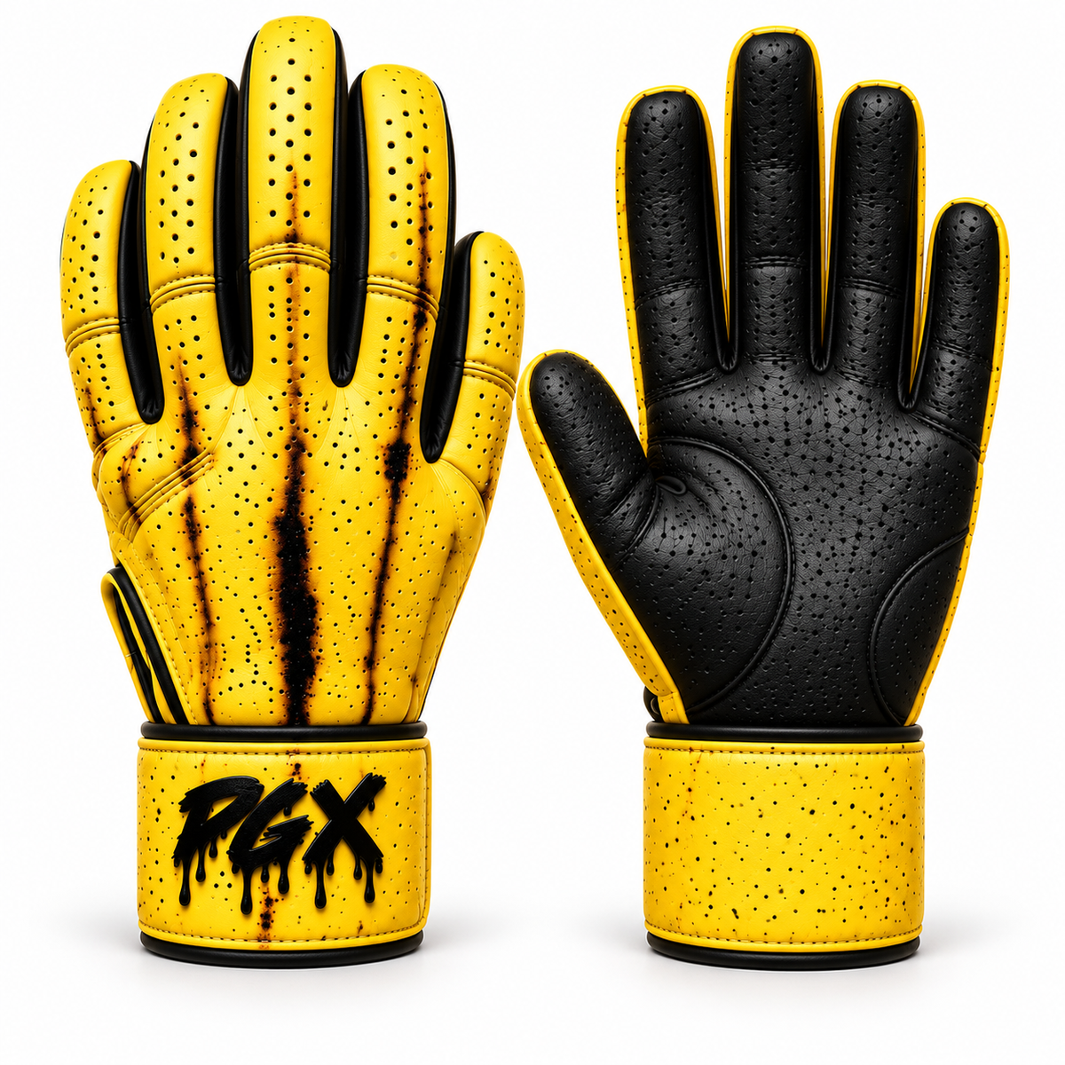 PGX Banana Peel long cuff batting gloves back and palm studio view