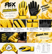 PGX Banana Peel batting glove lifestyle and product detail content
