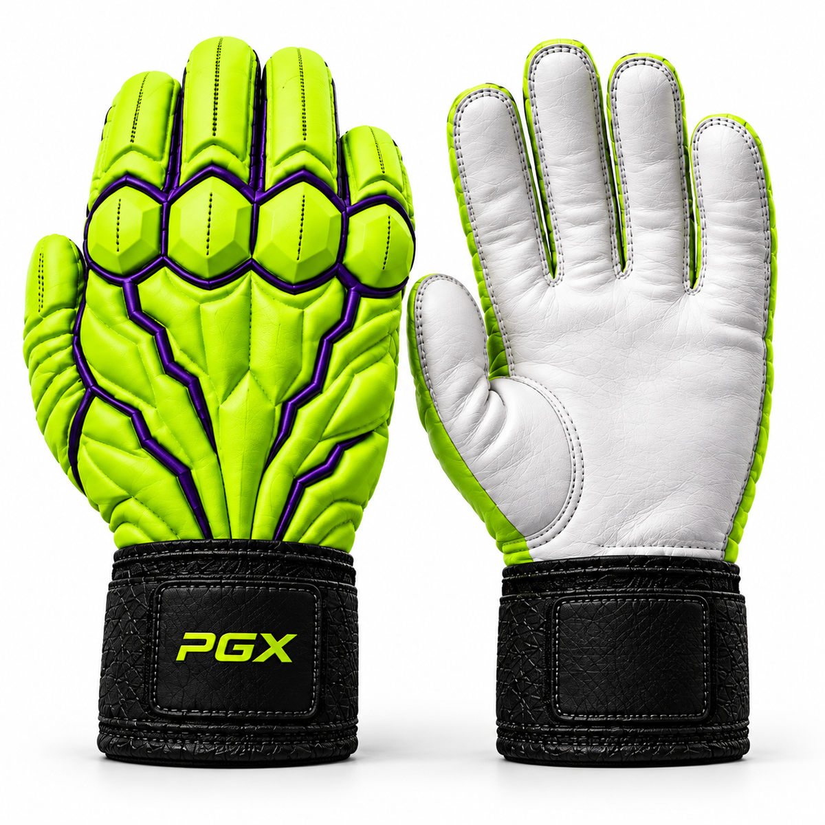 PGX Gamma Crush long cuff batting gloves back and palm studio view