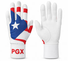 PGX Puerto Rico long cuff batting gloves front and white grip palm