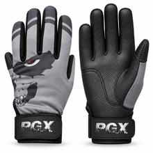 PGX Skull and Bones batting gloves showing backhand and black palm on white background
